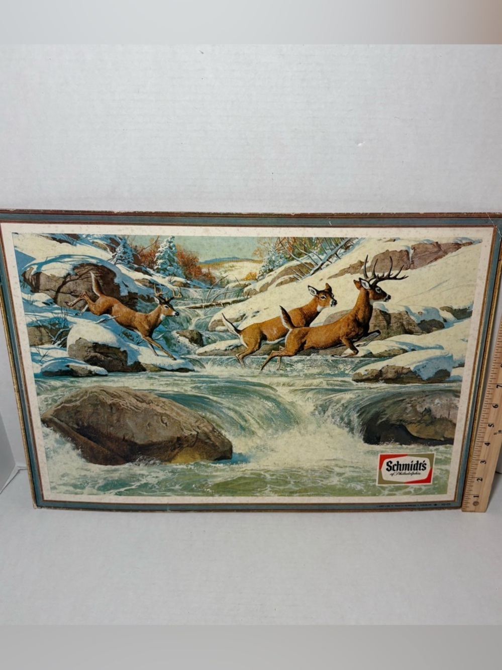 Vintage 1960s Schmidt’s of Philadelphia Beer Deer Hunting Winter Art Print
